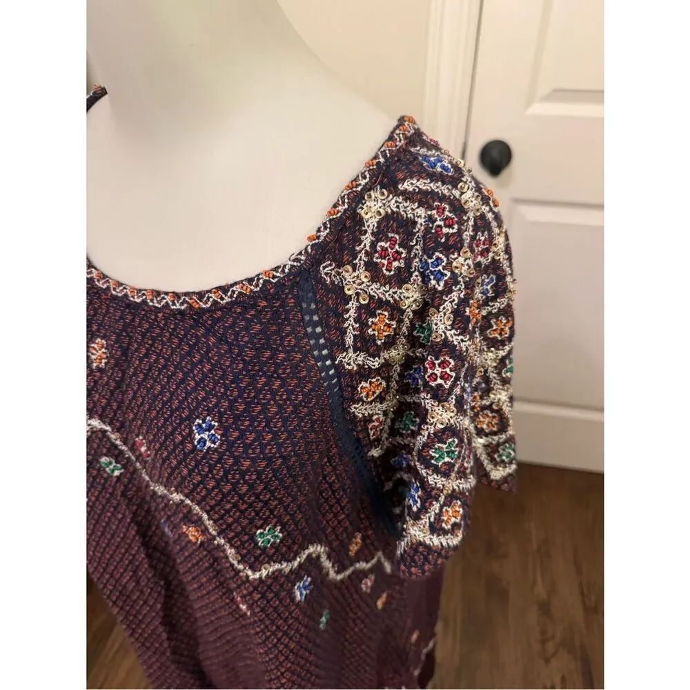 Free People in the Clouds Embroidered Embellished Mini Dress-Tunic
TT15 - Picture 4 of 9